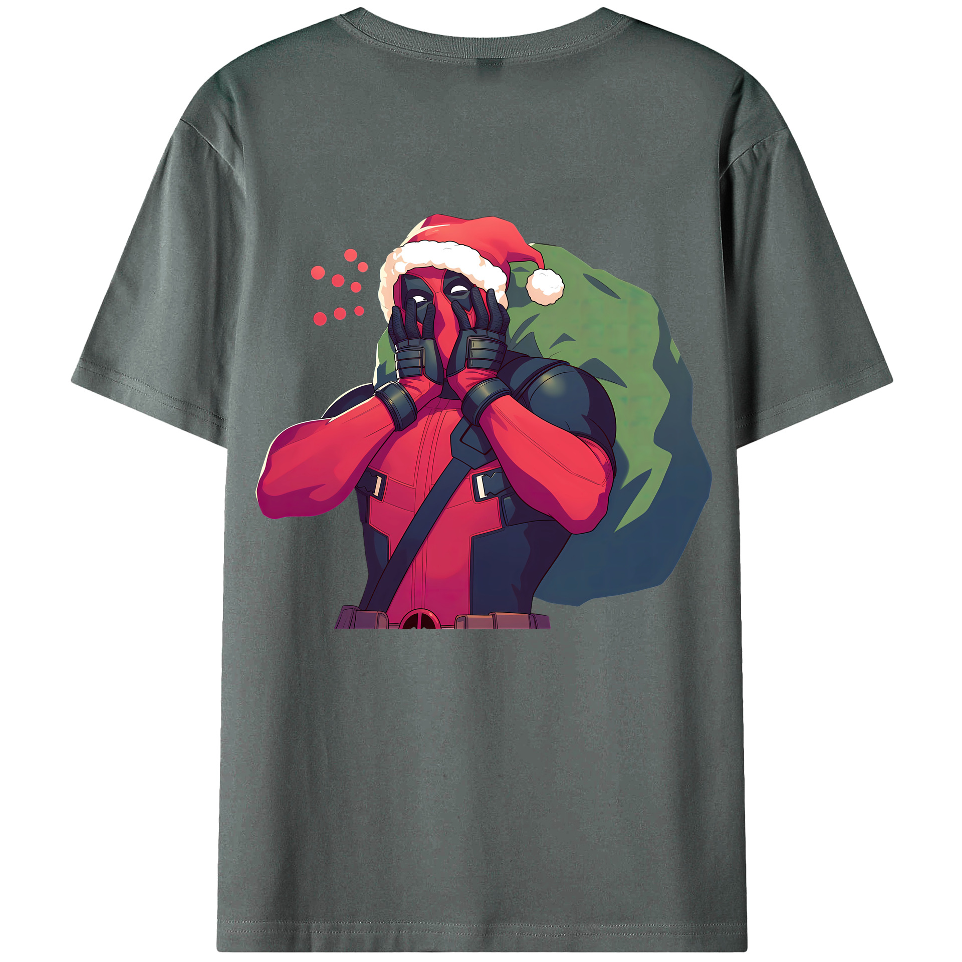 （画像用） Deadpool デッドプール 綿100％ メンズ半袖Tシャツ（バックプリント） 通気性